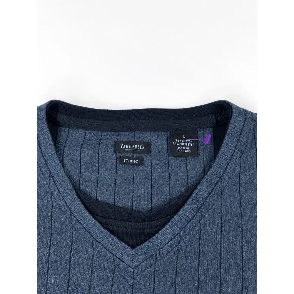 Van Heusen Studio Men’s V-Neck Ribbed Sweater – Size L